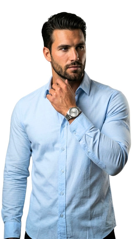 Camisas manga longa - Azul Claro ( Frete Grátis )