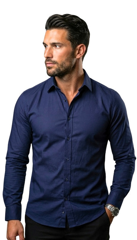 Camisas manga longa - Azul Marinho ( Frete Grátis )