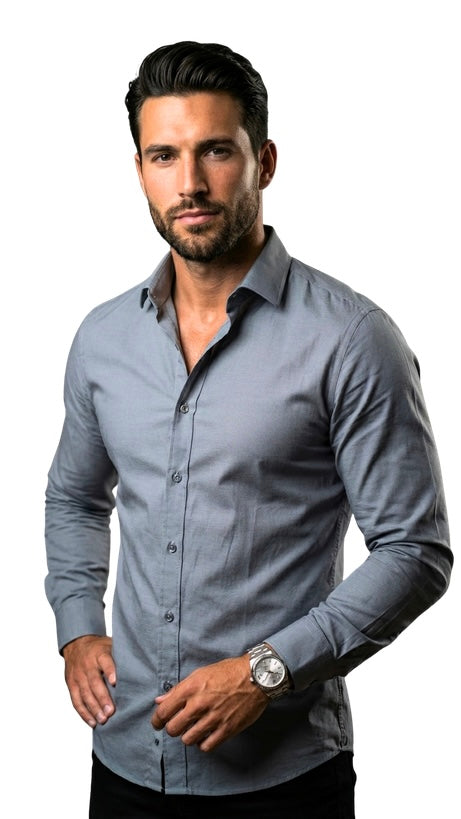 Camisas manga longa - Cinza ( Frete Grátis )