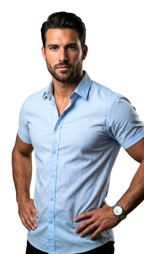 Camisas manga curta - Azul Claro ( Frete Grátis )