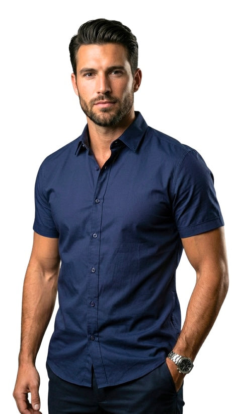 Camisas manga curta - Azul Marinho ( Frete Grátis )